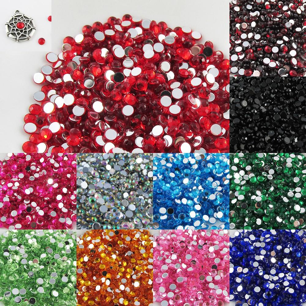 1000pcs 4mm Acrylic Faceted Rhinestone Cabochon Flat Back Jewellery Scrapbooking