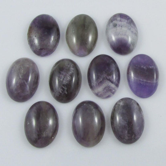 10pcs Natural Amethyst Gemstone Cabochon 18x13mm OVAL Flat Back Earrings etc