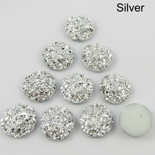 10pcs Metallic Druzy Cabochon 12mm Flat Back Earring etc Select Colour