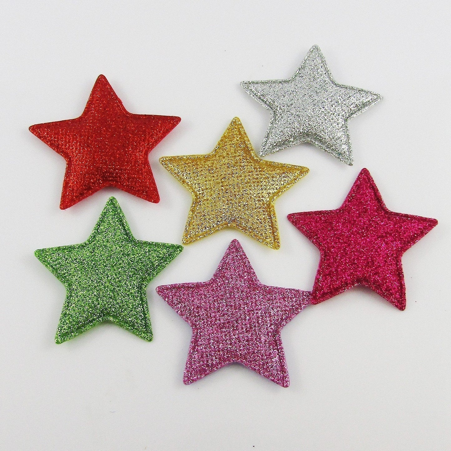 10pcs Glitter Star Padded Puffy Patch Craft Embellishment 51x54mm Select Colour