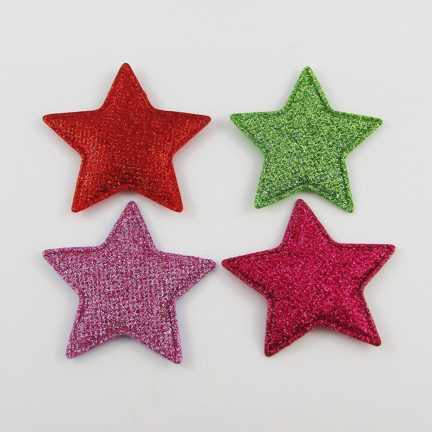 10pcs Glitter Star Padded Puffy Patch Craft Embellishment 51x54mm Select Colour