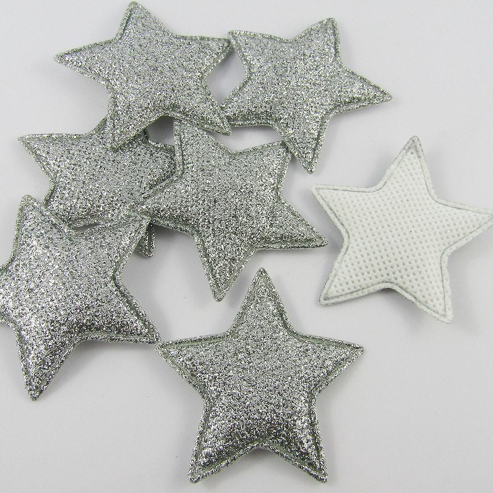 10pcs Glitter Star Padded Puffy Patch Craft Embellishment 51x54mm Select Colour