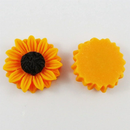 10pcs DIY Resin Sunflower Cabochon Flat Back Hair Clips Scrapbooking etc