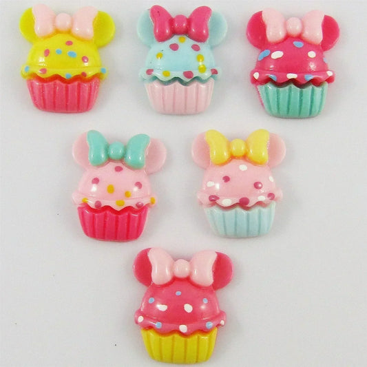 10pcs in Random Pairs DIY Resin Bow Cupcake Cabochon Hair Clips Scrapbooking etc