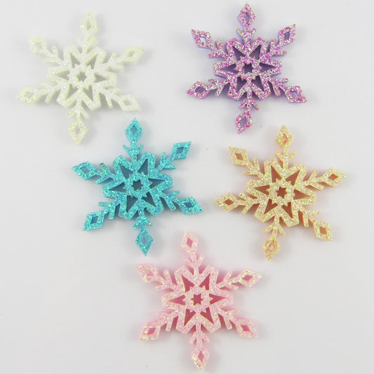 10pcs Glitter Felt Snowflake Craft Embellishment 41x36mm Select Colour