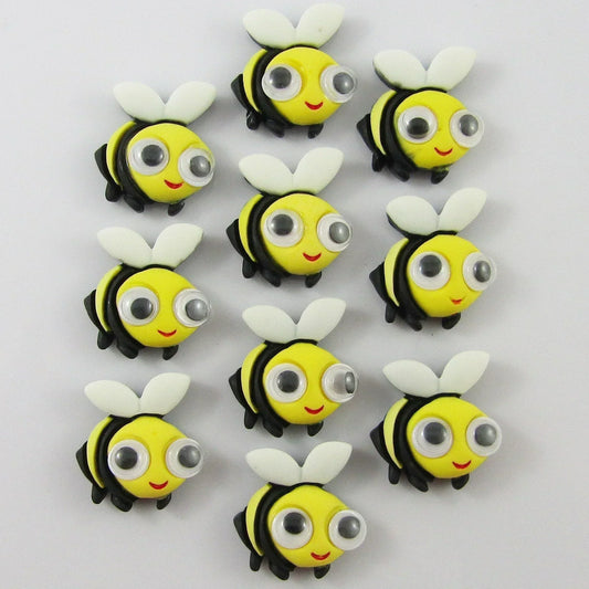 10pcs DIY Resin Goggle Eye Bee Cabochon Flat Back Hair Clips Scrapbooking etc