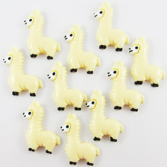 10pcs DIY Resin Llama Alpaca Cream Cabochon Flat Back Hair Clip Scrapbooking etc