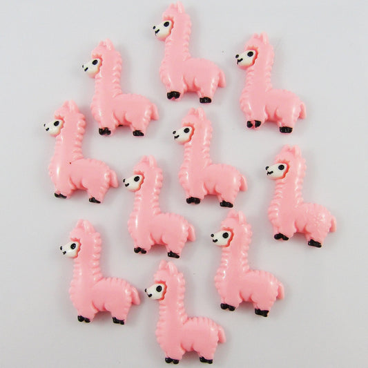 10pcs DIY Resin Llama Alpaca Pink Cabochon Flat Back Hair Clips Scrapbooking etc