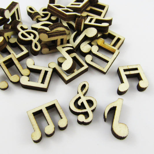 20pcs Laser Cut Wood Musical Notes Cabochons Scrapbooking Cards & More!