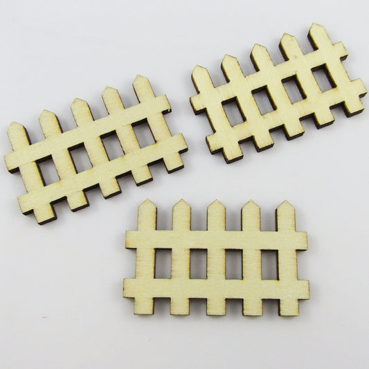 10pcs Laser Cut Wood Fence Embellishment 49x30mm Scrapbooking Cards etc