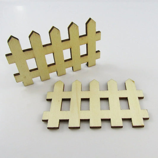 10pcs Laser Cut Wood Fence Embellishment 73x45mm Scrapbooking Cards etc