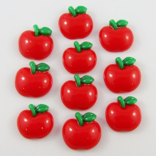 10pcs DIY Resin Red Apple Cabochon Flat Back Hair Clip Teacher Scrapbooking etc