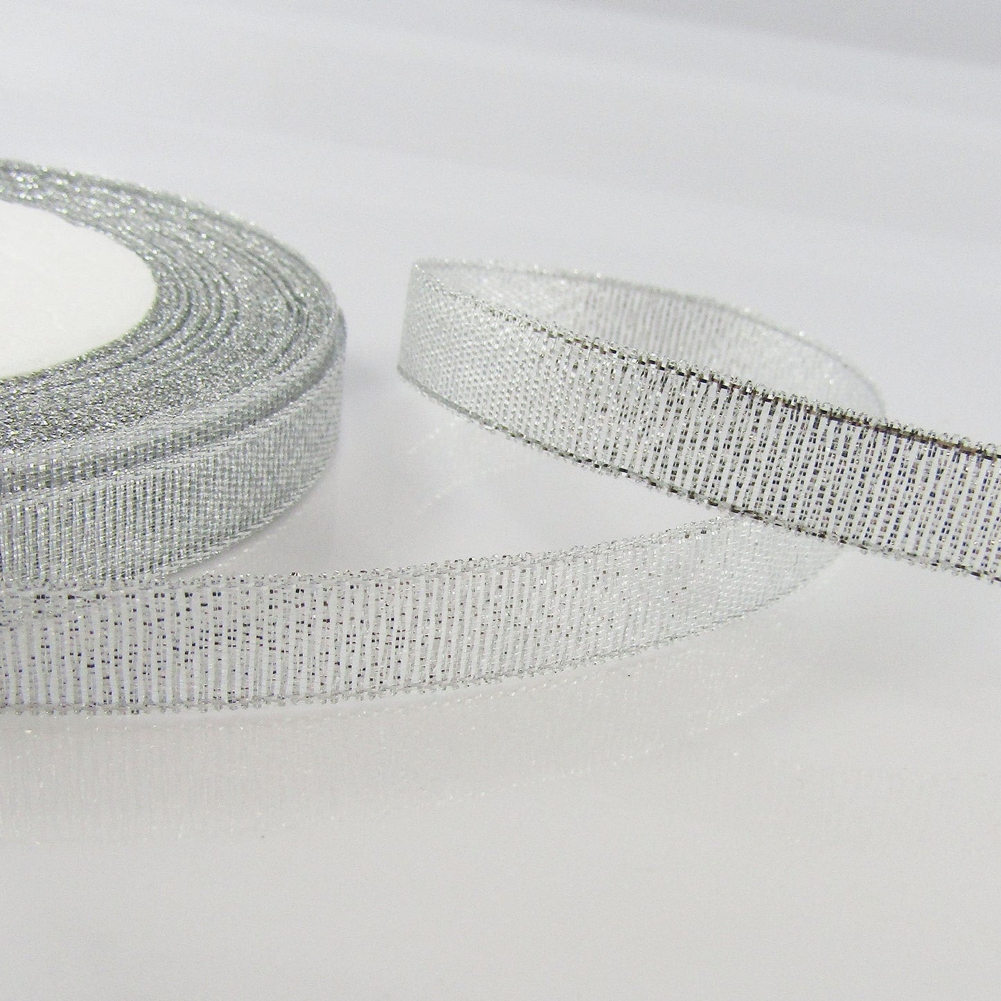 1roll (22metres) 10mm Glitter Metallic Ribbon Gold or Silver Great for Christmas