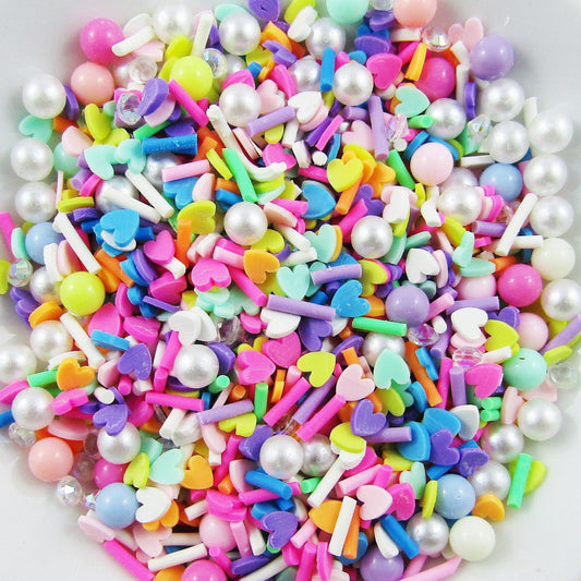 20g Confetti Sprinkles Hearts Rhinestone & Pearls Wish Bottle Resin Shaker Cards