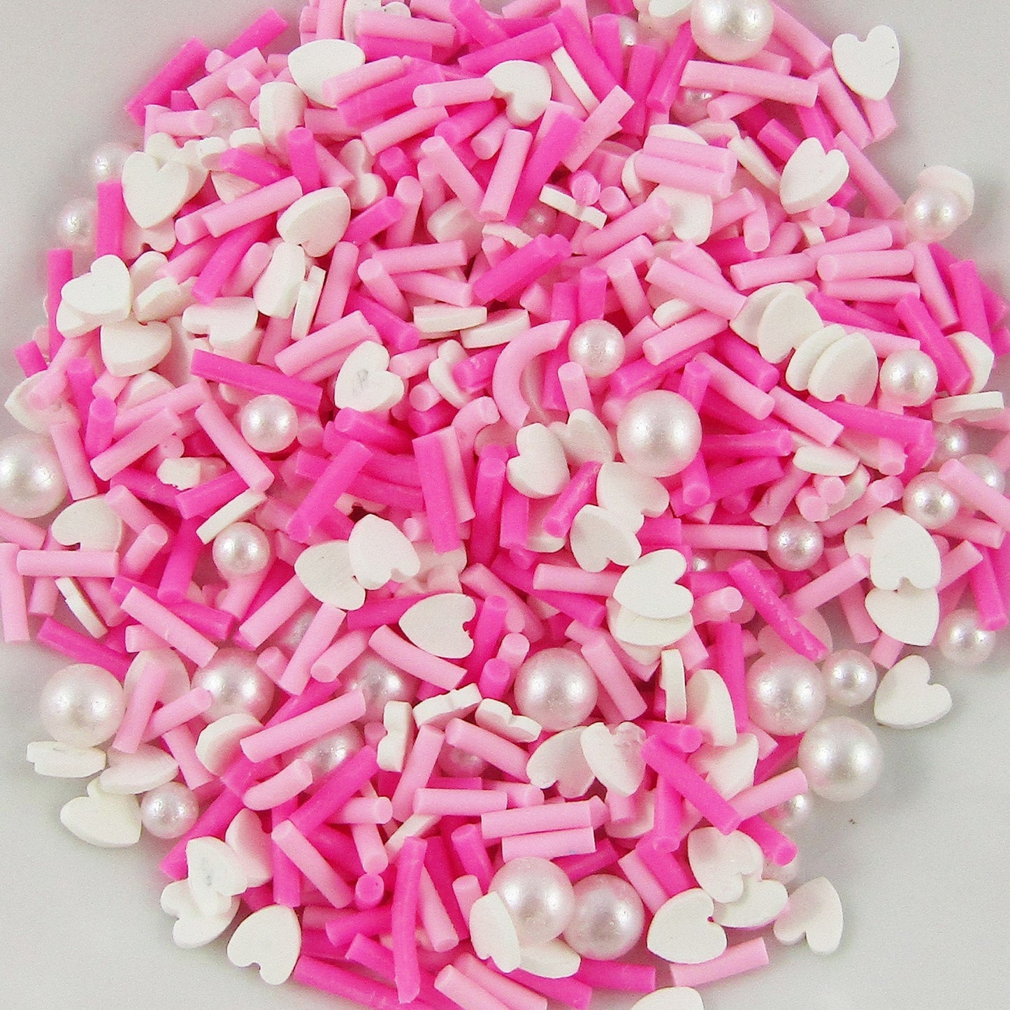 20g Confetti Sprinkles Hearts & Pearls Pink White Wish Bottle Resin Shaker Cards