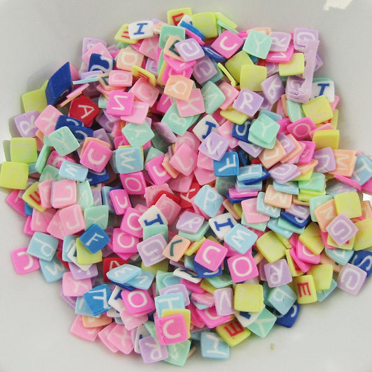 20g Polymer Clay Wafer Sprinkles Square Alphabet Letters Resin Shaker Cards etc