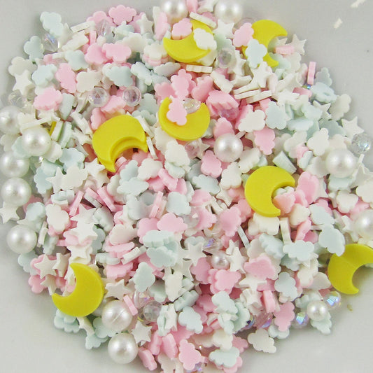 20g Confetti Sprinkles Clouds Moon Stars Rhinestones & Pearls Resin Shaker Card