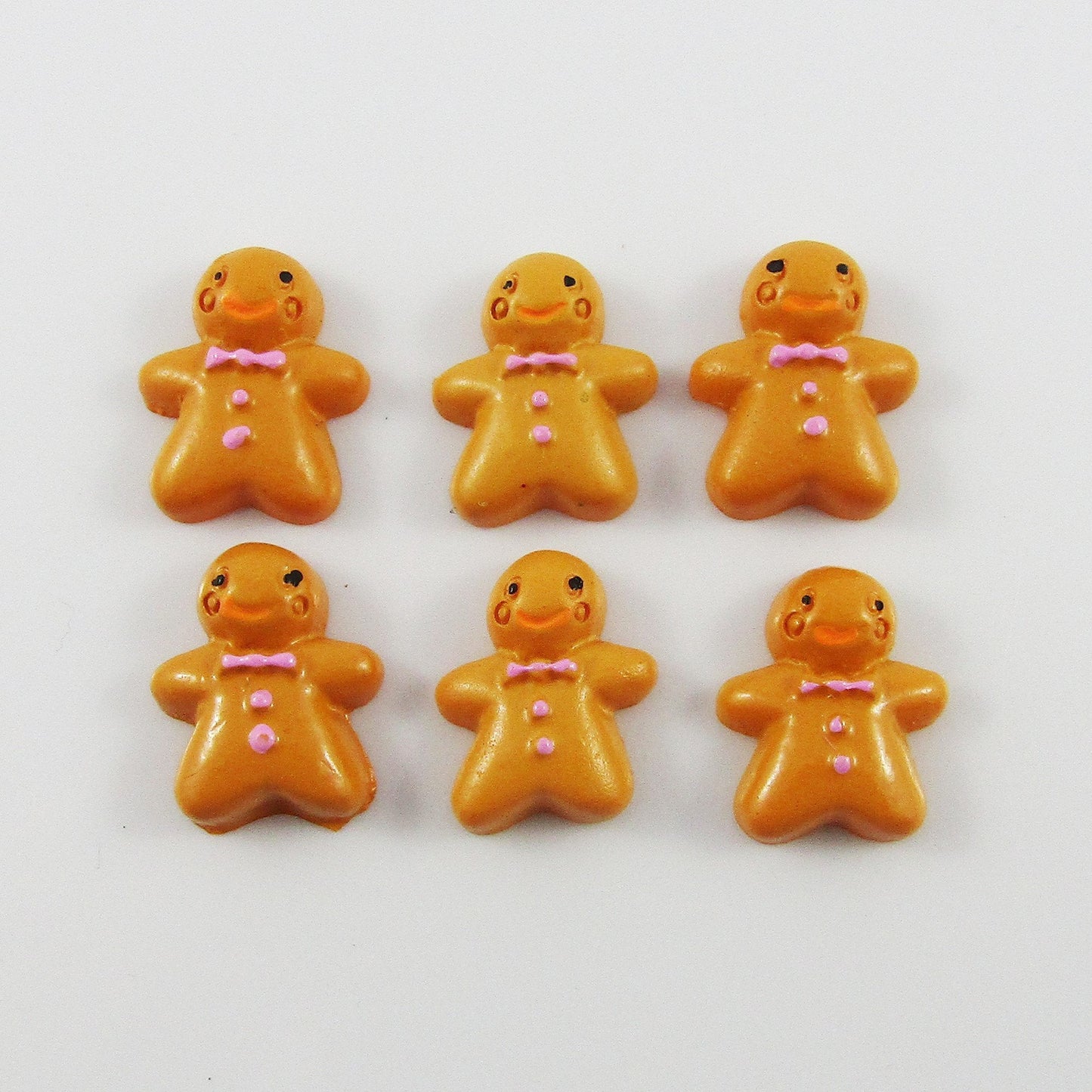 6pcs DIY Resin Gingerbread Man Cabochon Flat Back Cards Hair Clips