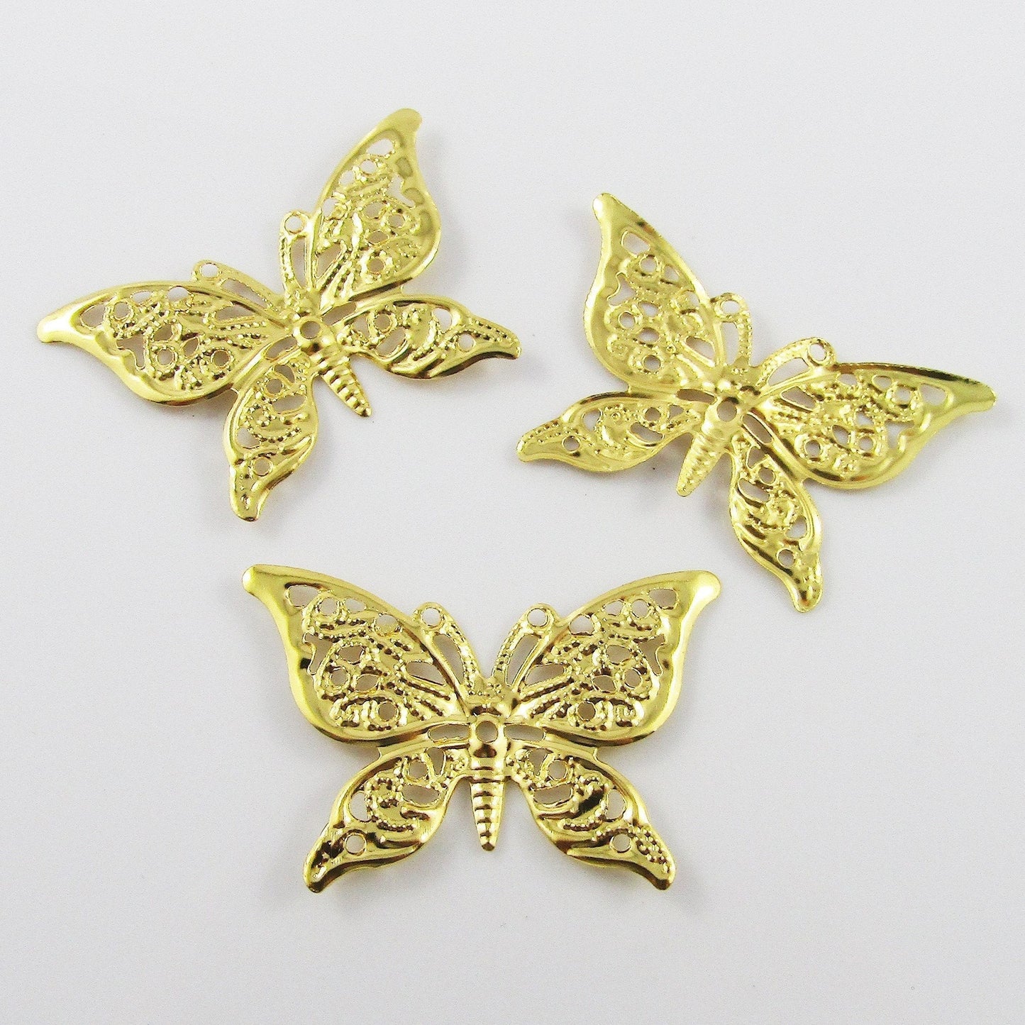 30pcs Filigree Butterfly Embellishments 26x39mm Craft Scrapbooking Gold