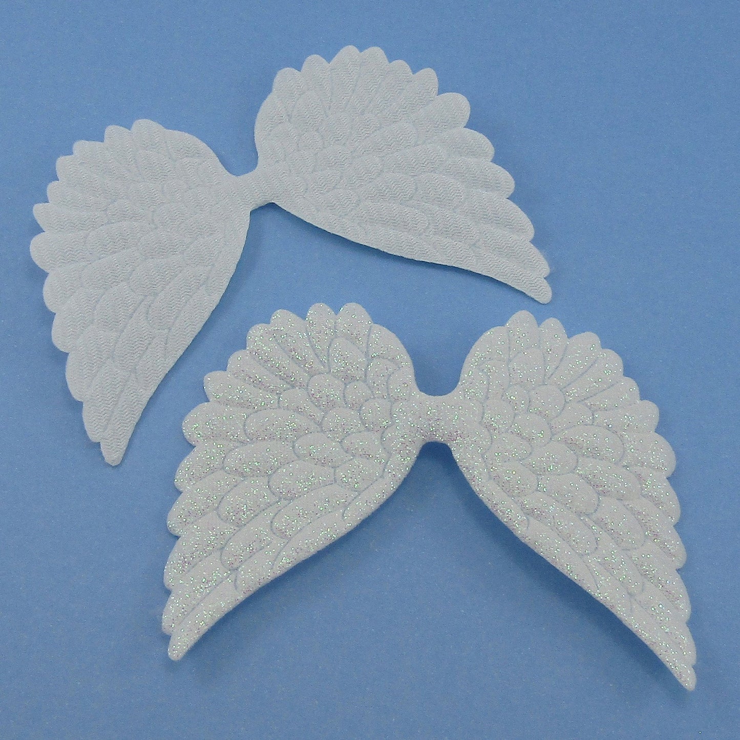 5pcs Glitter Angel Wings Embellishment 65x90mm Craft Scrapbooking White