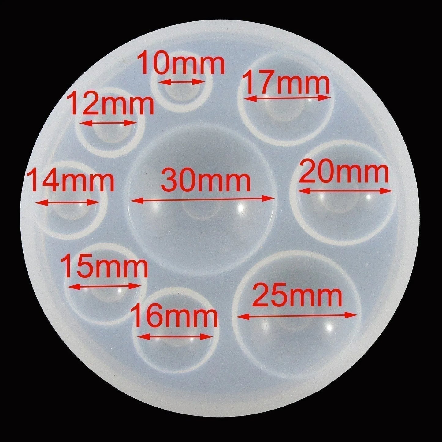 Mixed Sizes Half Round Dome Silicone Casting Mould for Epoxy Resin DIY Jewellery