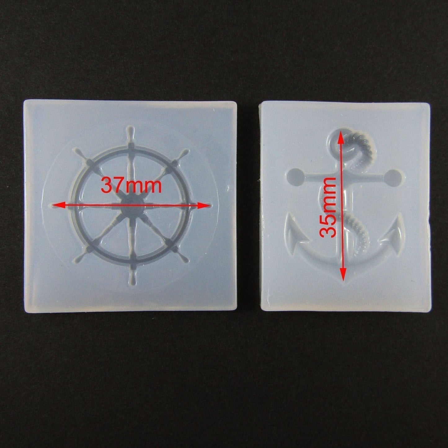 2pce Set Ships Anchor & Helm Cabochon Silicone Casting Mould for Epoxy Resin