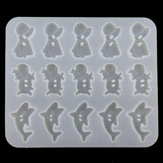 Country Girl Cow Shark Novelty Button Silicone Casting Mould for Epoxy Resin