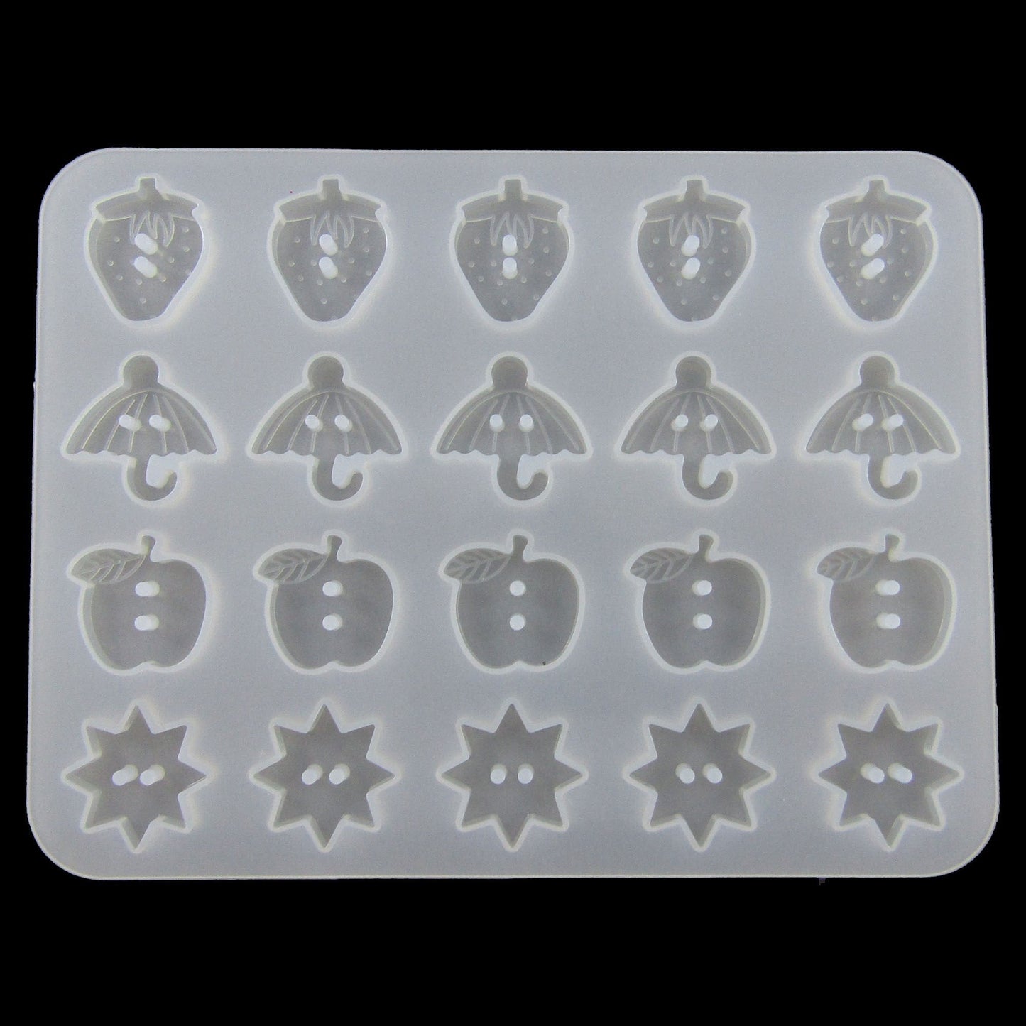 Berry Umbrella Apple Star Novelty Button Silicone Casting Mould for Epoxy Resin