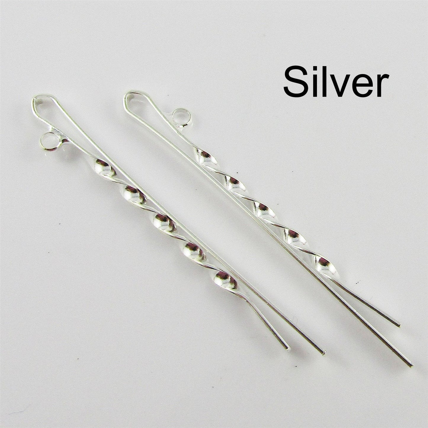 Bulk 10pcs DIY Twist Bobby Pin Hair Slide with Dangle Loop 55mm Select Colour