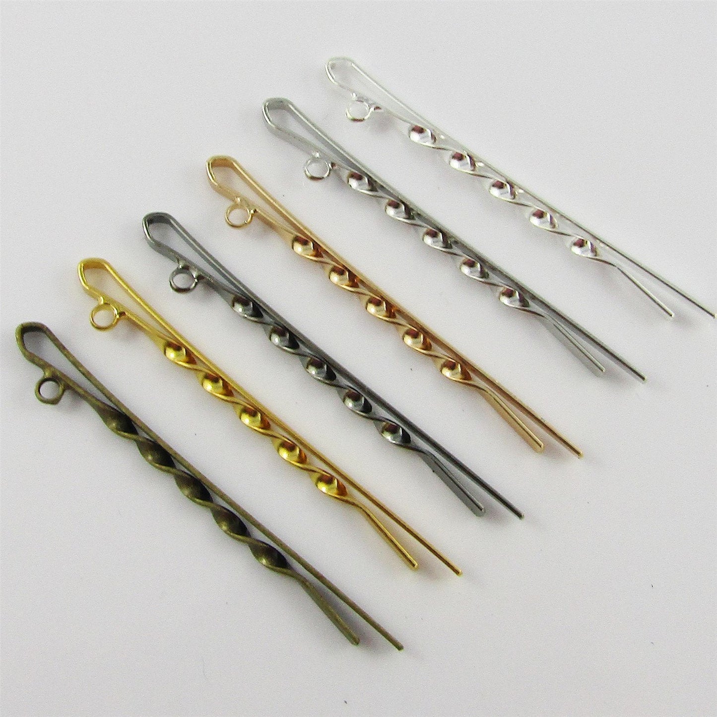 Bulk 10pcs DIY Twist Bobby Pin Hair Slide with Dangle Loop 55mm Select Colour