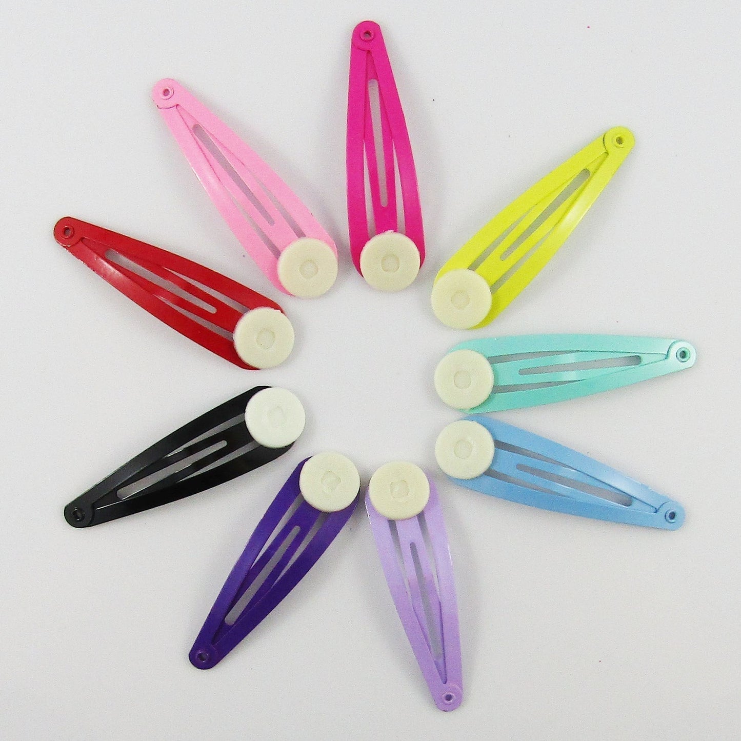 Bulk 10pcs Painted Snap Hair Clip Finding with Acrylic Glue Pad Pick Colour