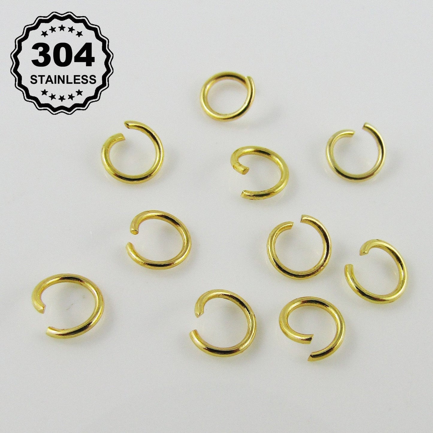 20 pcs Bulk Gold Plated Stainless Steel 6x0.8mm Open Jump Rings Findings Craft