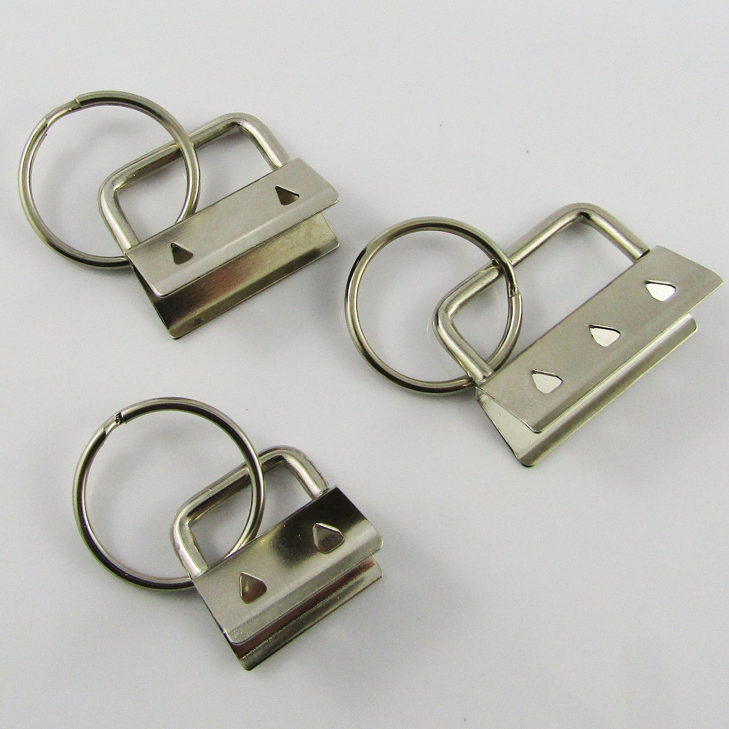 15pcs Key Fob U Loop Ribbon Crimp and Split Ring Key Ring Keychain Finding Iron