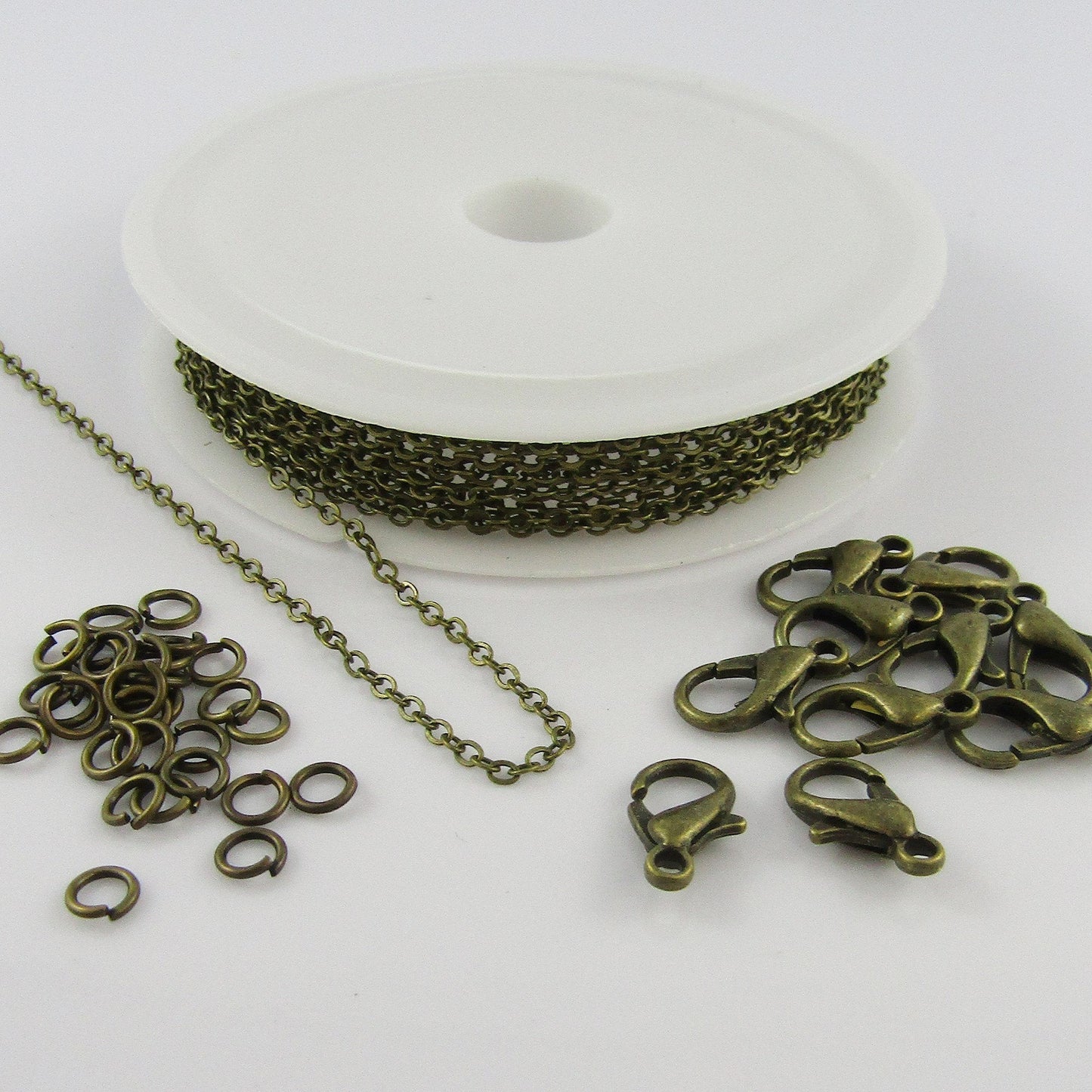 DIY 3mtr Cable Chain Jewellery Making Kit with Jumprings & Parrot Clasps BRONZE