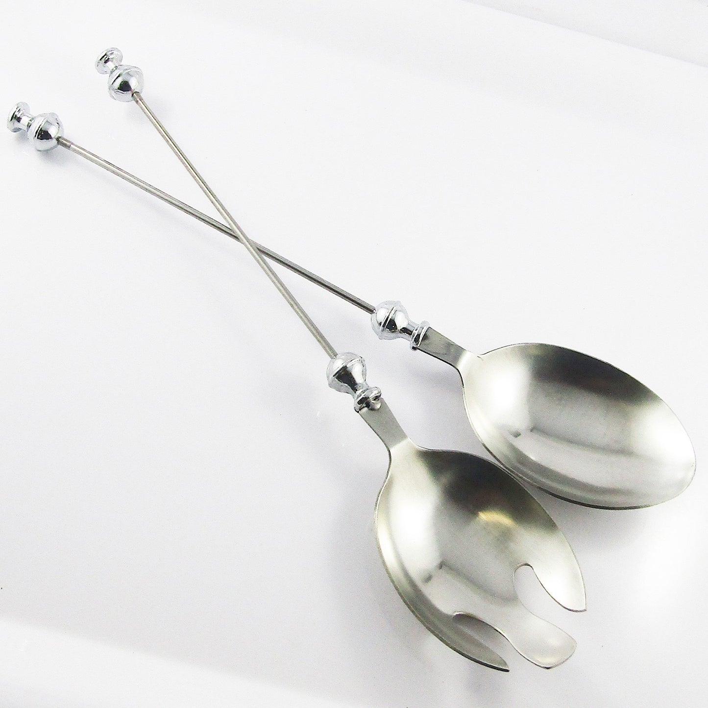 Blank DIY Beadable Salad Serving Set Stainless Steel & Alloy 292x59mm