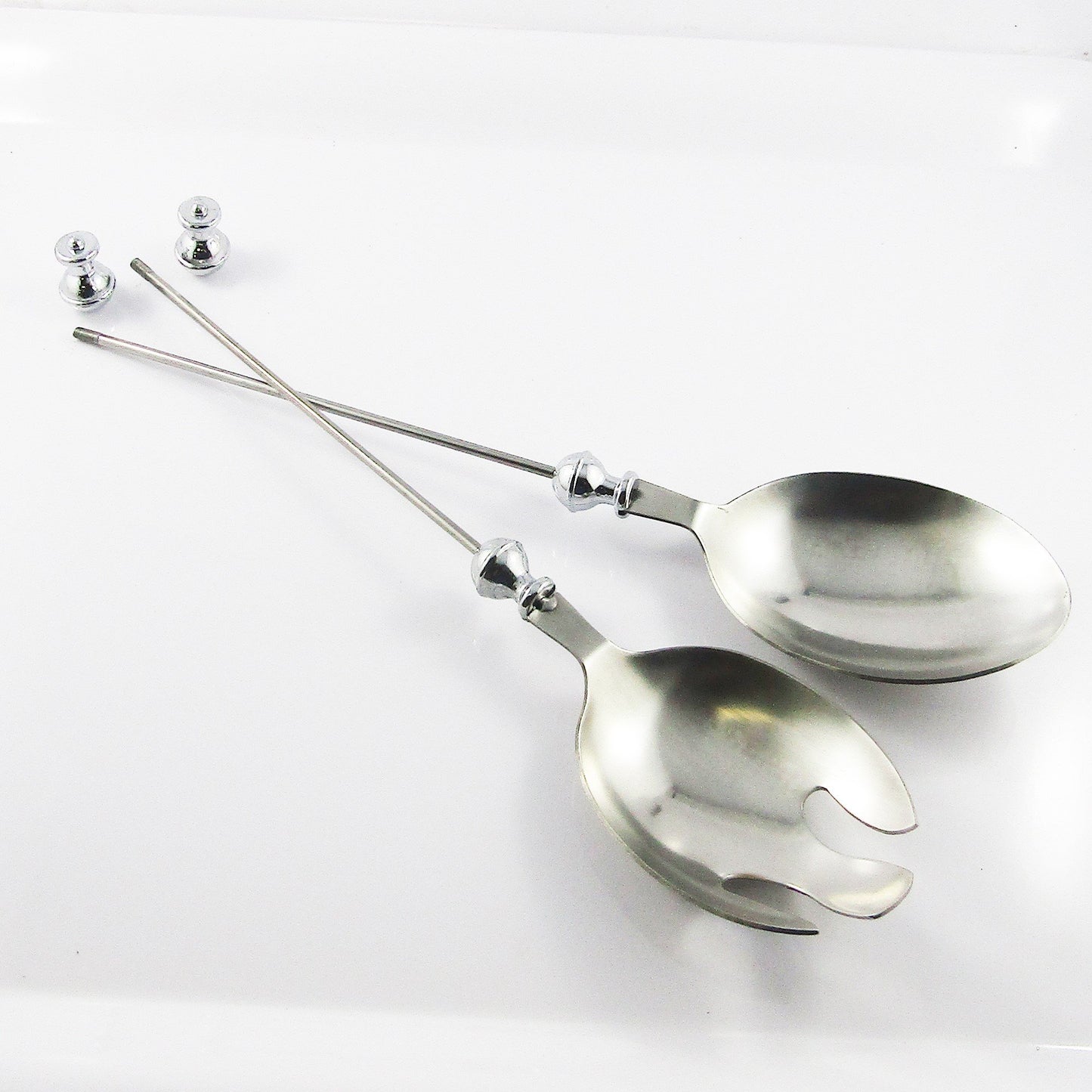 Blank DIY Beadable Salad Serving Set Stainless Steel & Alloy 292x59mm