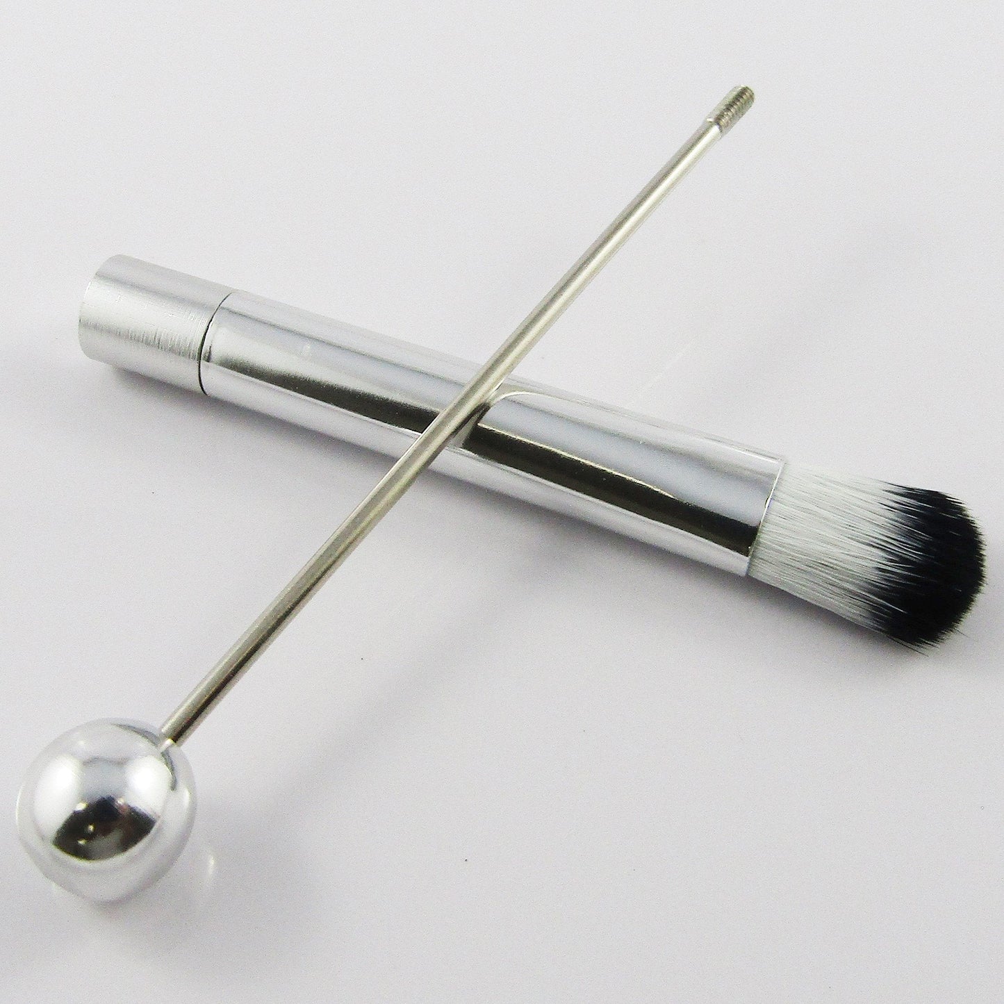 Blank DIY Beadable Makeup Brush Set 16cm Silver 5pcs/set