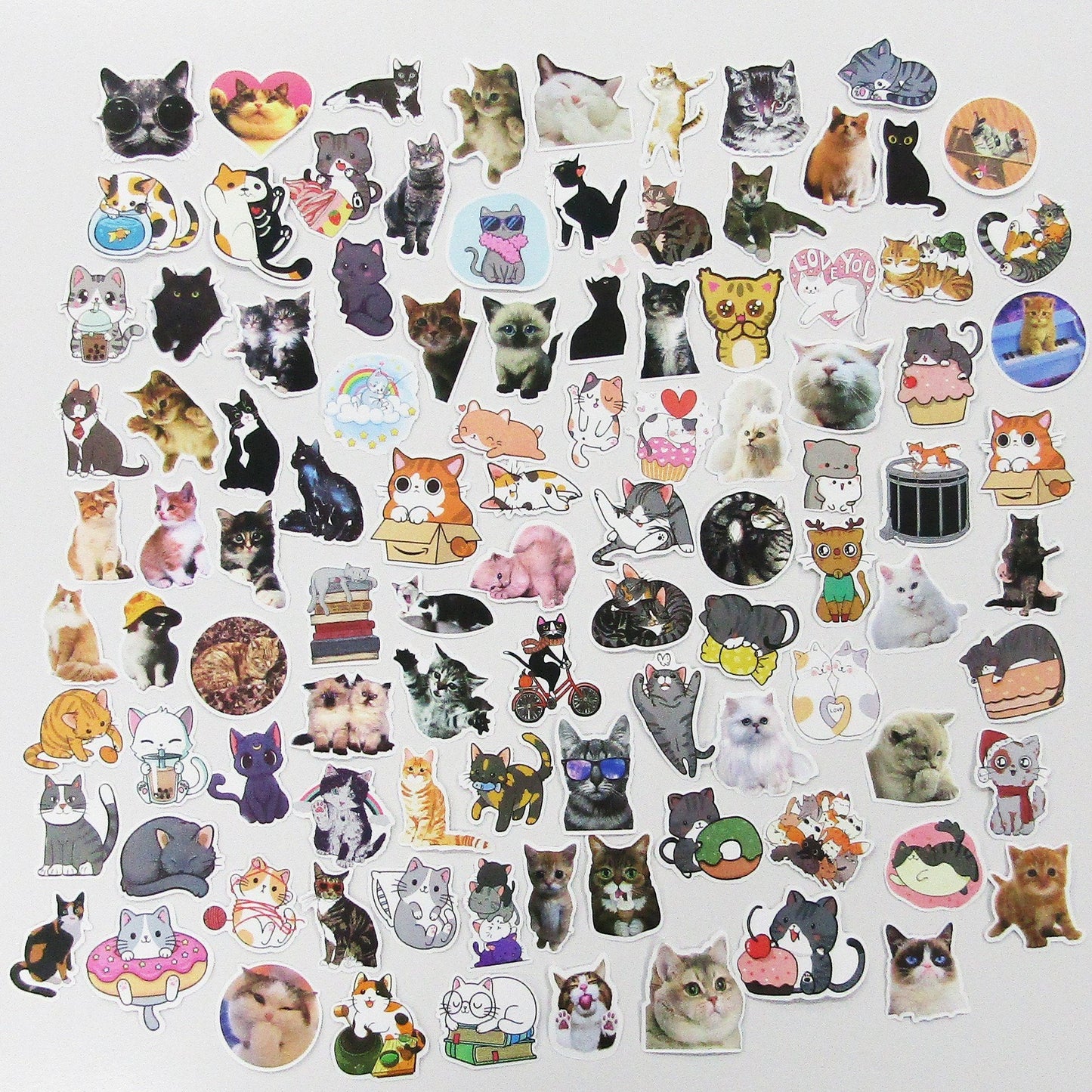 100pcs Cute Cat Sticker Bundle Schoolbooks Cards Junk Journal