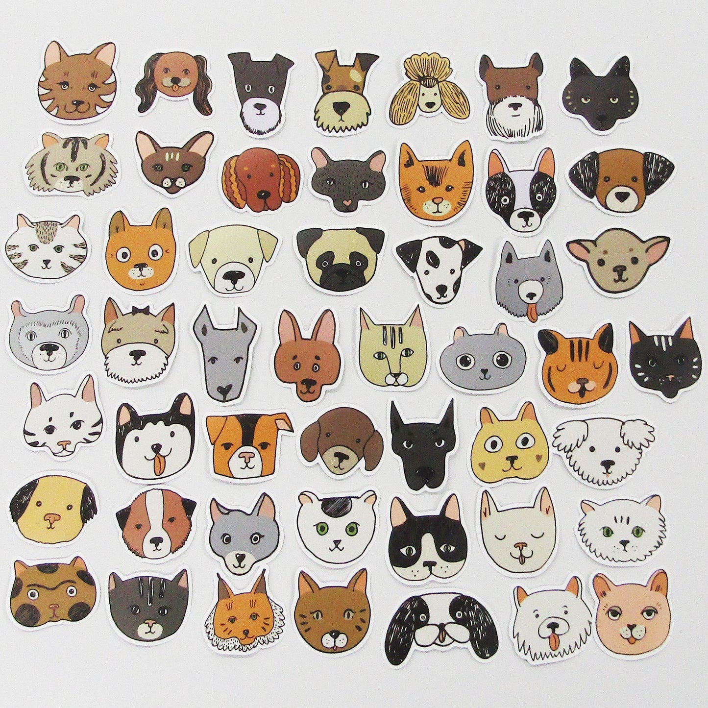 50pcs Cartoon Cat & Dog Sticker Bundle Schoolbooks Cards Junk Journal