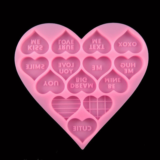 Valentine's Day Conversation Hearts Cabochon Silicone Mould for Epoxy Resin