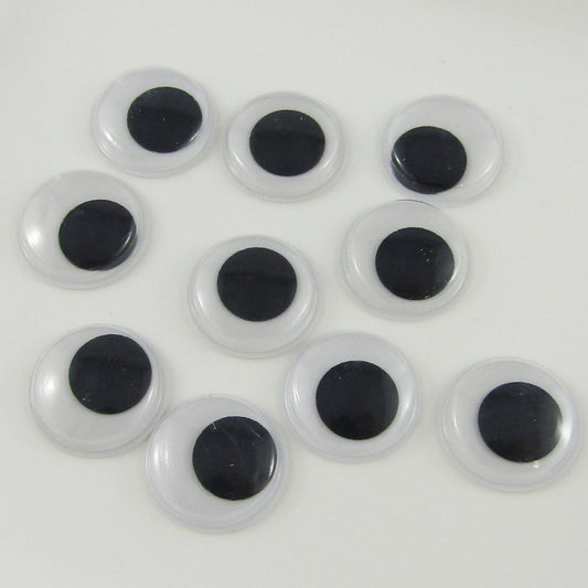 20pcs (10pair) 20mm Flat Back Glue on Wiggly Google Eyes Plastic Kids Craft