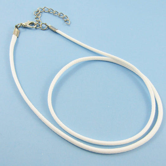 Bulk Pack 10pcs 2mm White Cord Necklace 44cm with 5cm Extender