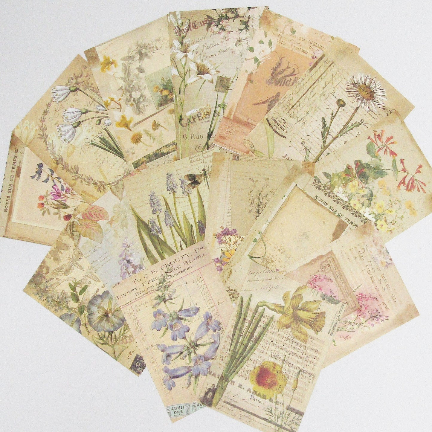 30pc Wildflowers Retro Scrapbook Papers Cards Journal Ephemera 140x100mm