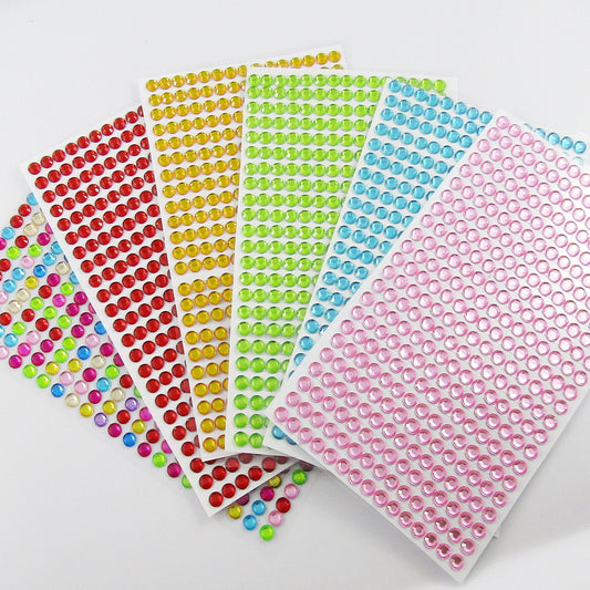 2070pcs Self Adhesive 5mm Coloured Rhinestone Gems Journal Scrapbook Cards etc