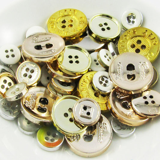 50gram Assorted Metallic Sewing Buttons ACRYLIC Crafts Jewellery Junk Journal