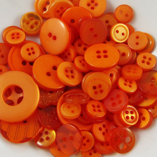 50gram Assorted Orange Sewing Buttons RESIN Crafts Jewellery Junk Journal