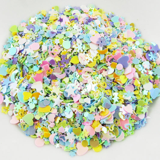 20g Pastel Flowers Hearts & Stars PVC Sprinkles Resin Mix-in Shaker Cards