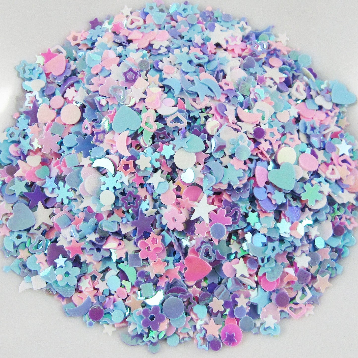 20g Blue & Pink Flowers Hearts & Stars PVC Sprinkles Resin Mix-in Shaker Cards