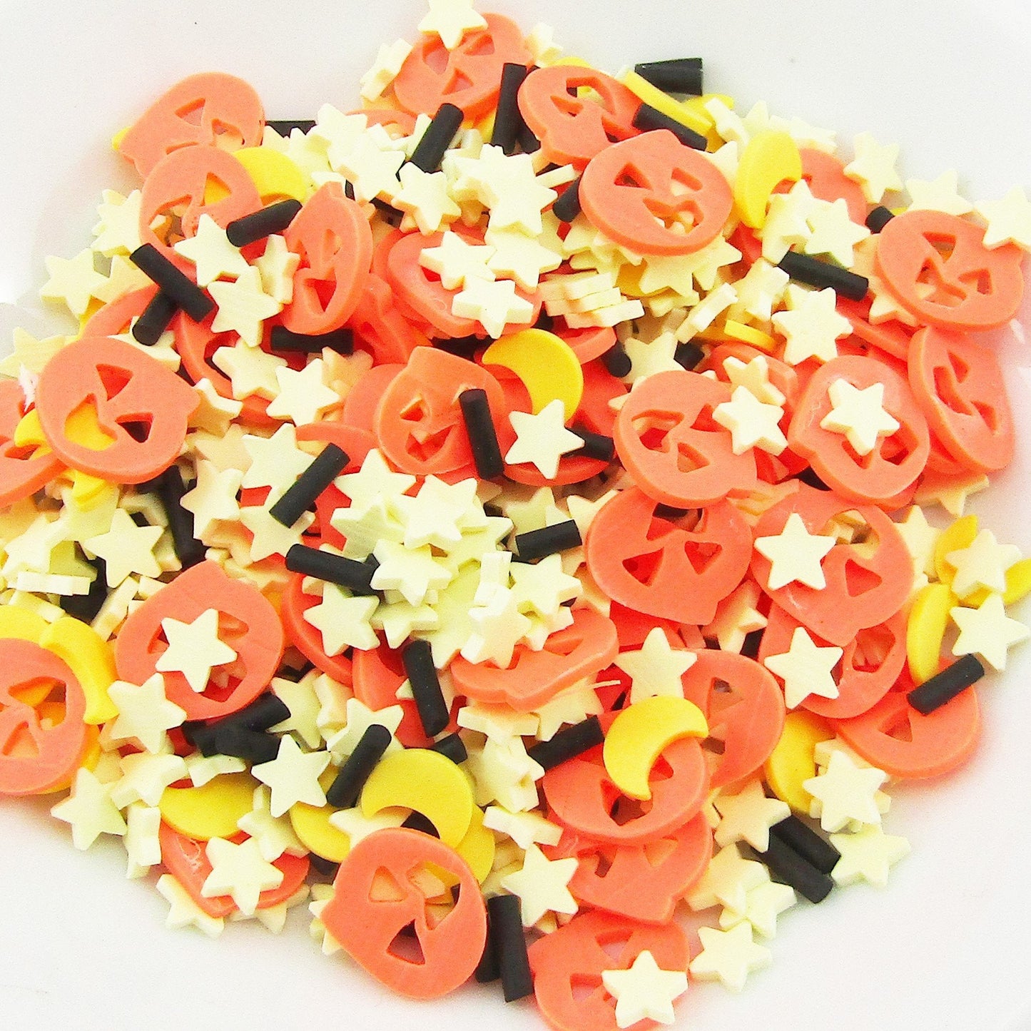 20g Mixed Halloween Polymer Clay Wafer Sprinkles Pumpkin Star Moon