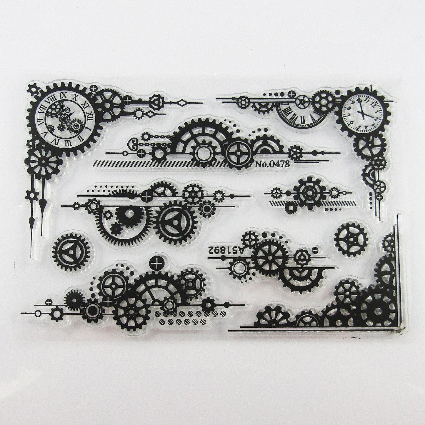 Steampunk Clocks & Gears Clear Stamp Sheet Silicone Journal Scrapbook Cards